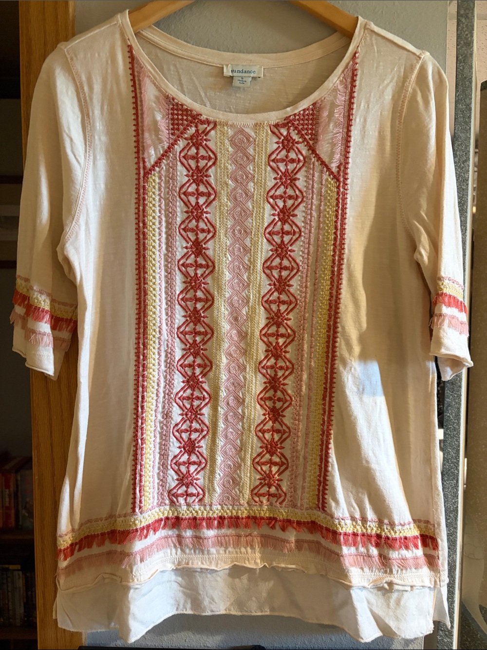 Sundance Cream Tunic with Pink & Coral Embroidery